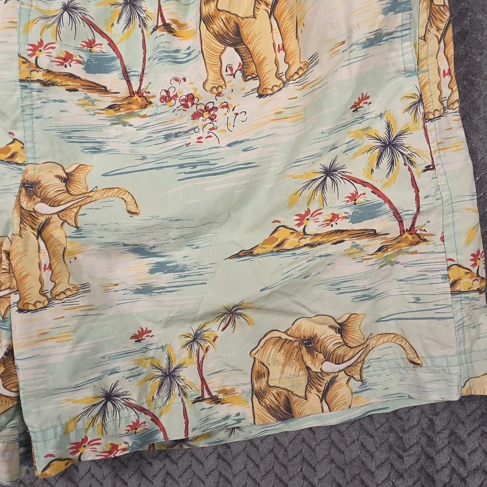 Polo Ralph Lauren Mens Swim Trunks Lined Elephant Print Size XL Tropical Pockets